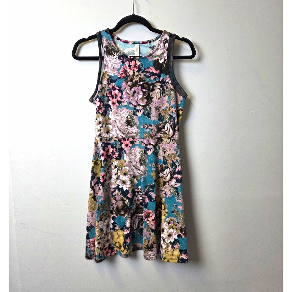 Xhilaration Women's M Fit & Flare Sleeveless Strappy Floral Mesh Sheer Stretch